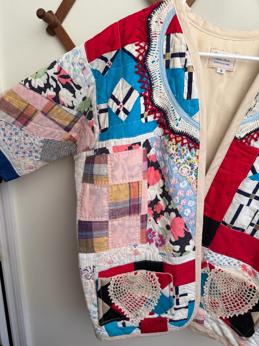 Vintage Handmade Quilt/Doily Jacket - Picture 6 of 15